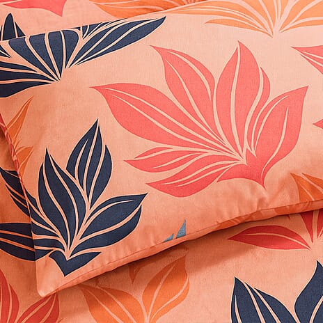 3 Piece Set - Floral Pattern Comforter with 2 Pillow Cases (King Size 225x220 cm) - Pink